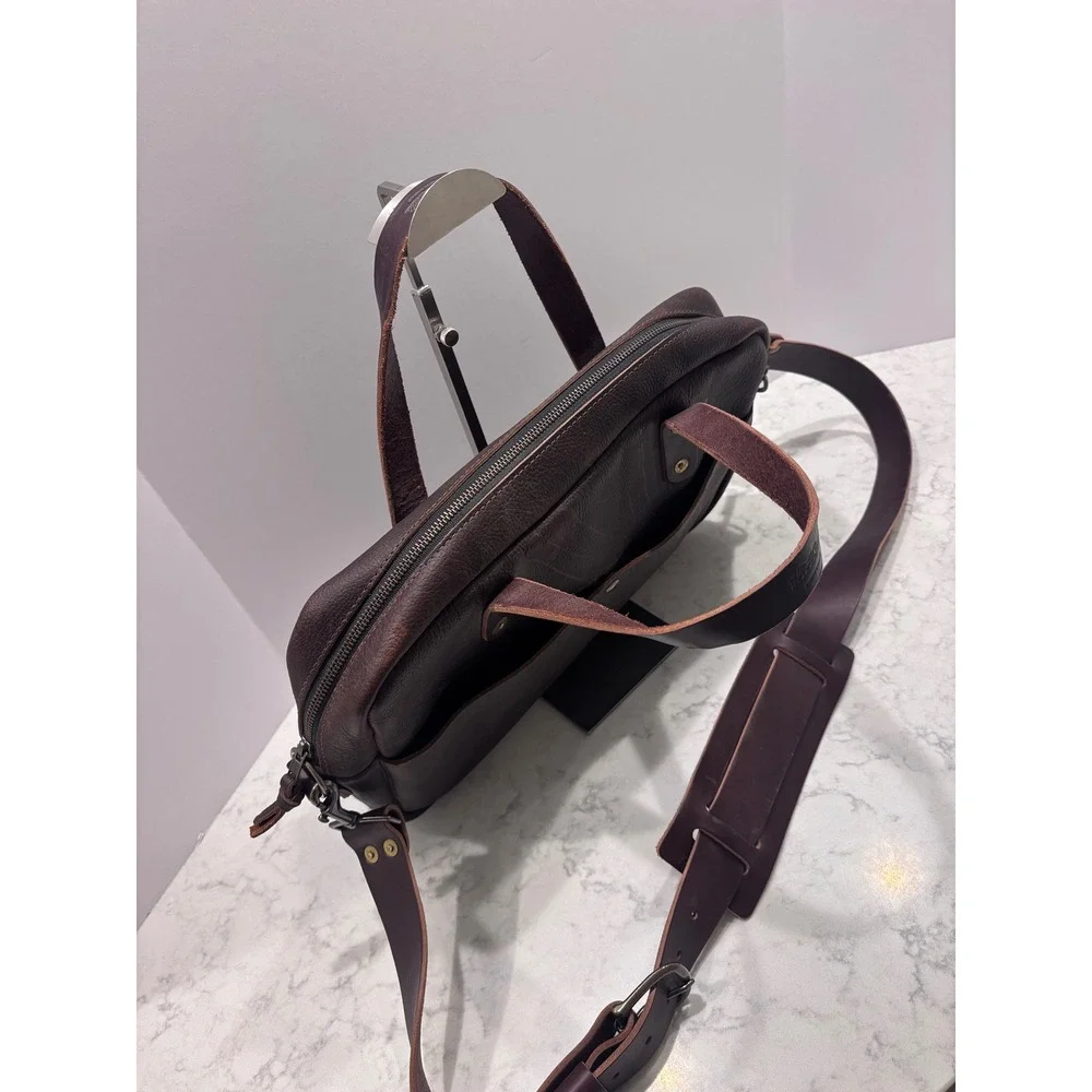 Go Forth Goods Martin Leather Briefcase Dark Brown Handmade Laptop Messenger Bag